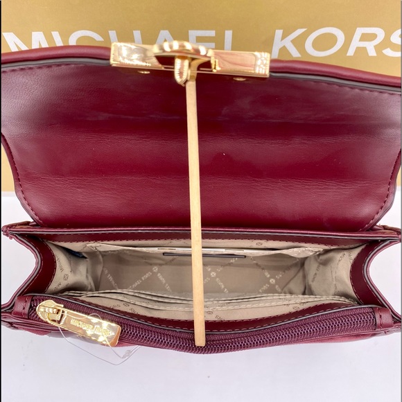Michael Kors Rose Medium Flap Shoulder Bag Crossbody Merlot - Picture 5 of 14